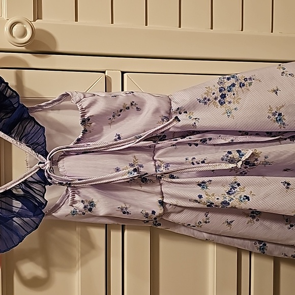 4t / 5y Mia belle hi low royal blue pin stripe dress - Picture 4 of 5